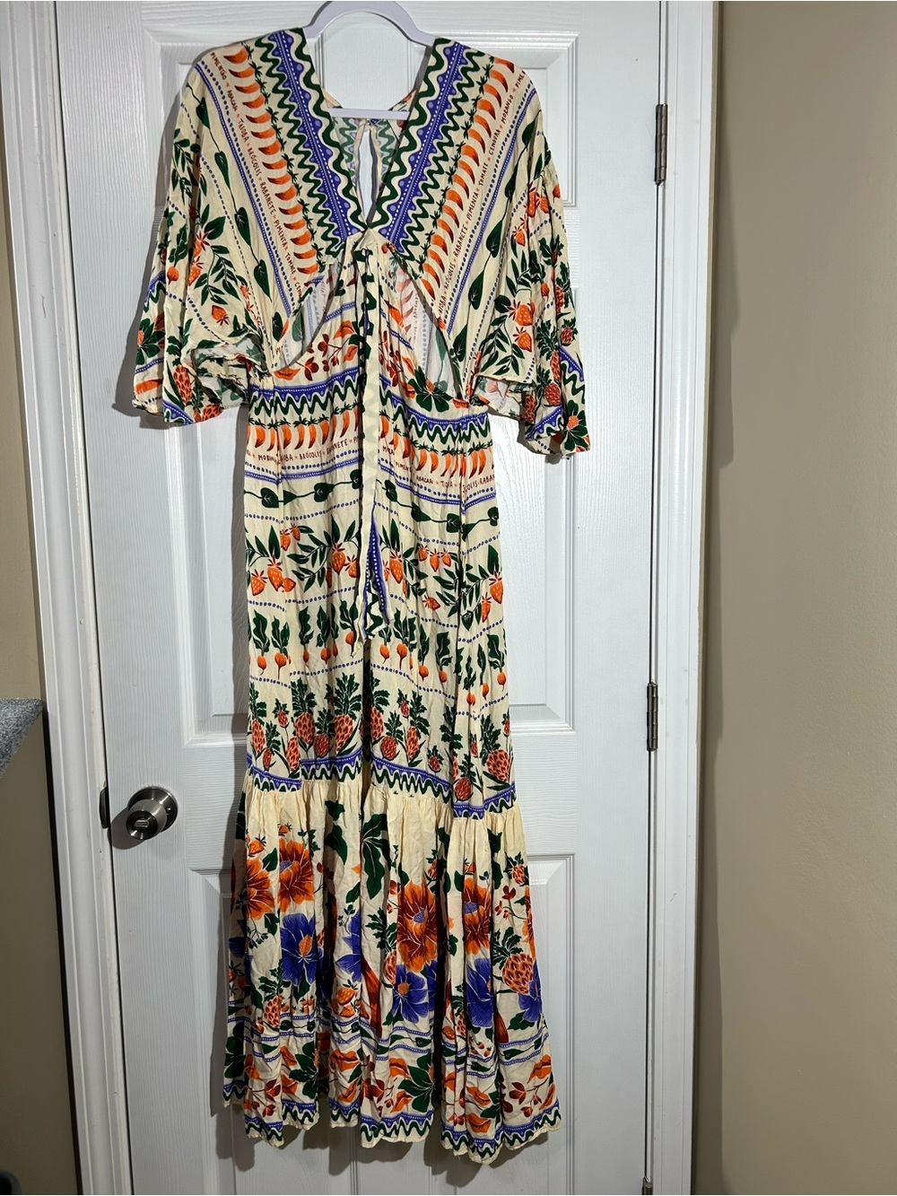 FARM Rio x Anthropologie Kaftan Maxi Dress Size S V-neck Cutout